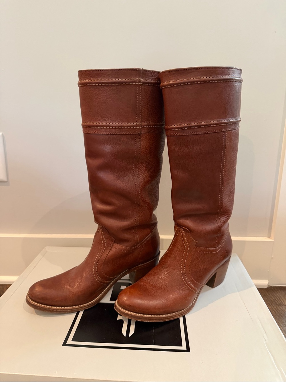 Frye Tall Leather Riding Boots - Chestnut